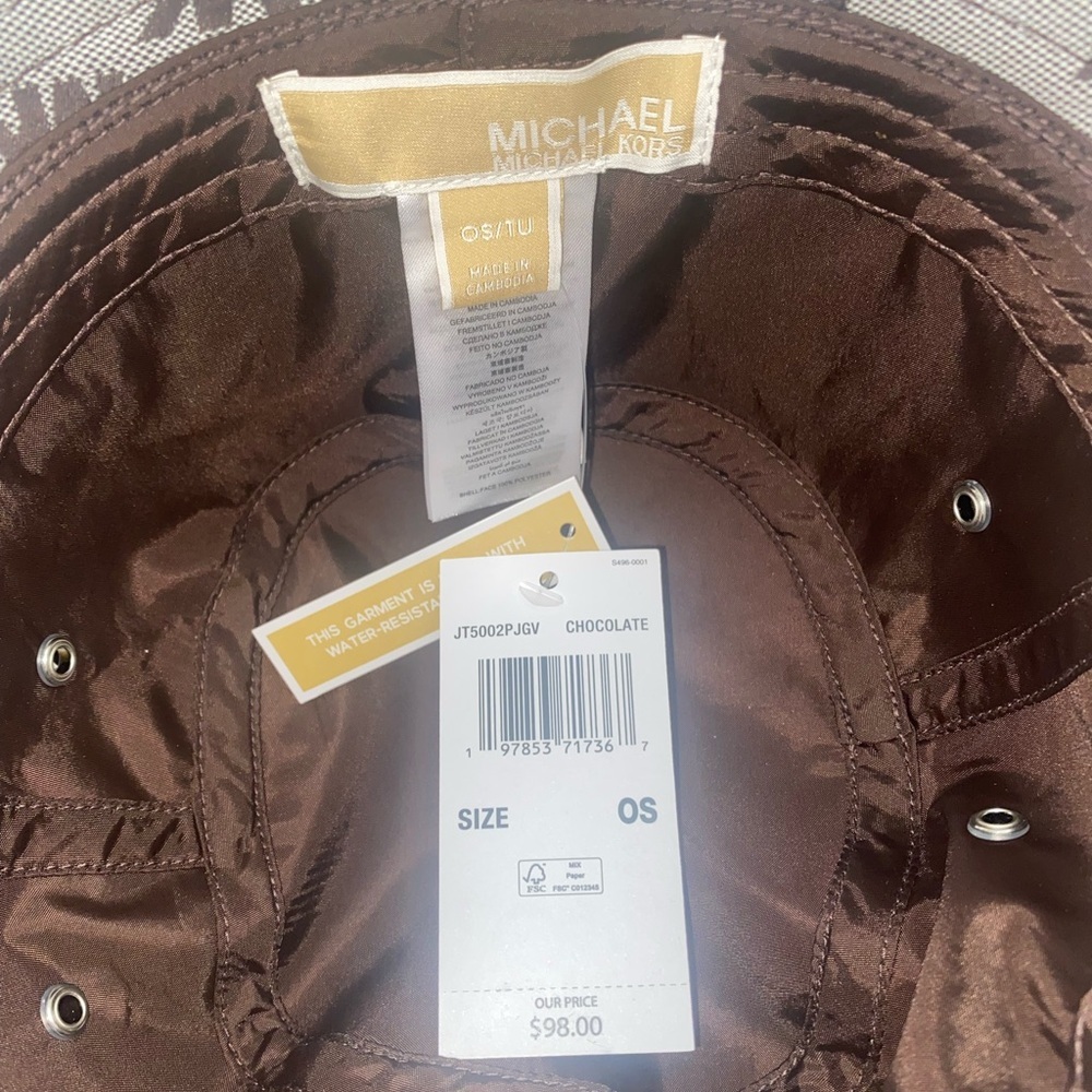 Michael Kors Chocolate Brown Monogram Bucket Hat NWT - Picture 2 of 8